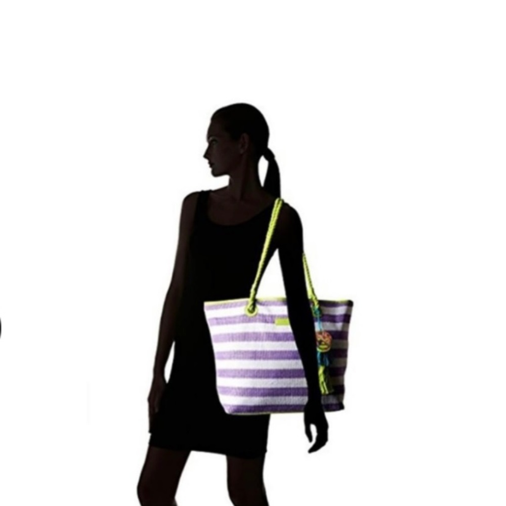 Vera Bradley Striped Tote Lilac Stripe 15953-640 - Picture 12 of 12
